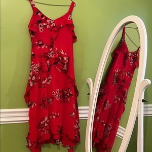 Ryan‎ Michelle Red Floral Ruffle Dress